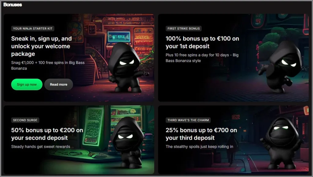 Exclusive bonuses and ongoing promotions at BetNinja